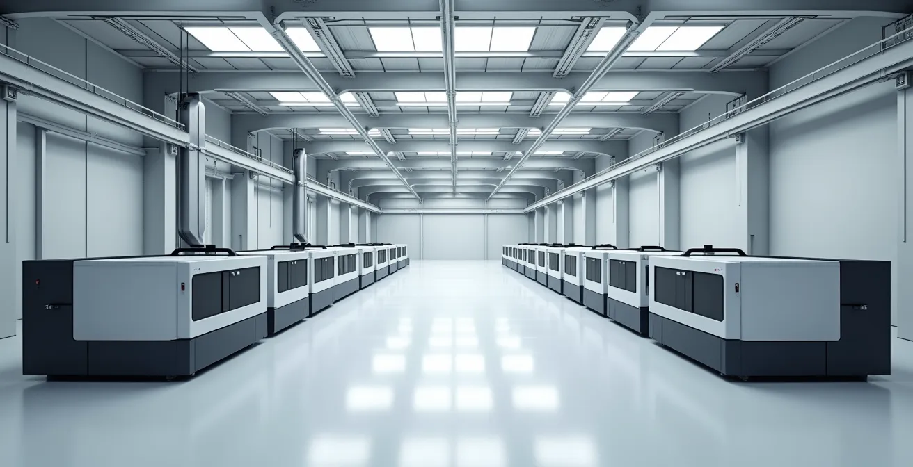 Vue d'ensemble d'une installation laser modulaire dans un environnement industriel épuré