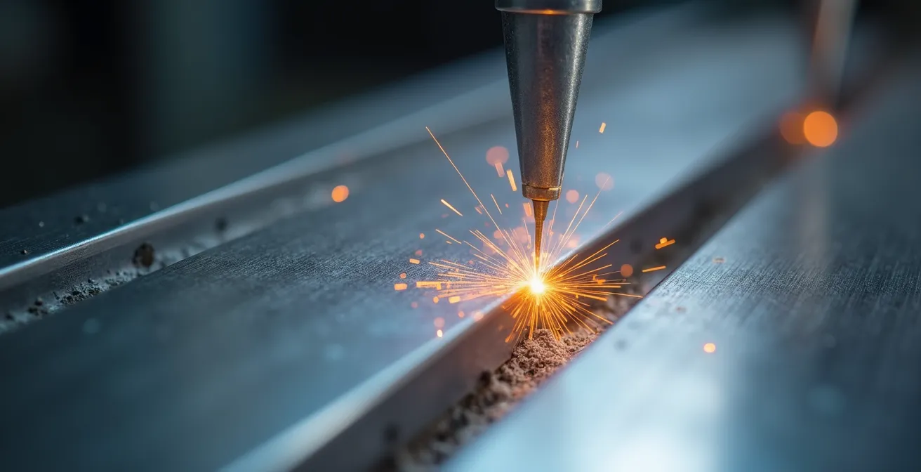 Vue macro d'une soudure laser parfaite montrant la texture métallique et la précision du cordon